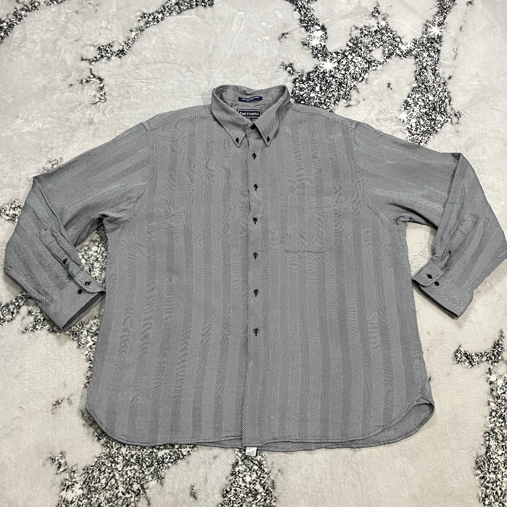 Paul Fredrick Mens Shirt XXL Cotton Cashmere Button Down Herringbone Classic Fit